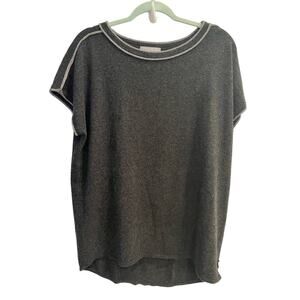 Neiman Marcus Cashmere Collection Size Small Gray Sweater Poncho Short Sleeves